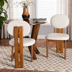 Ensemble de 2 chaises de salle à manger Kacela Modern Japandi en tissu bouclé et bois
