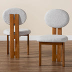 Ensemble de 2 chaises de salle à manger Kacela Modern Japandi en tissu bouclé et bois
