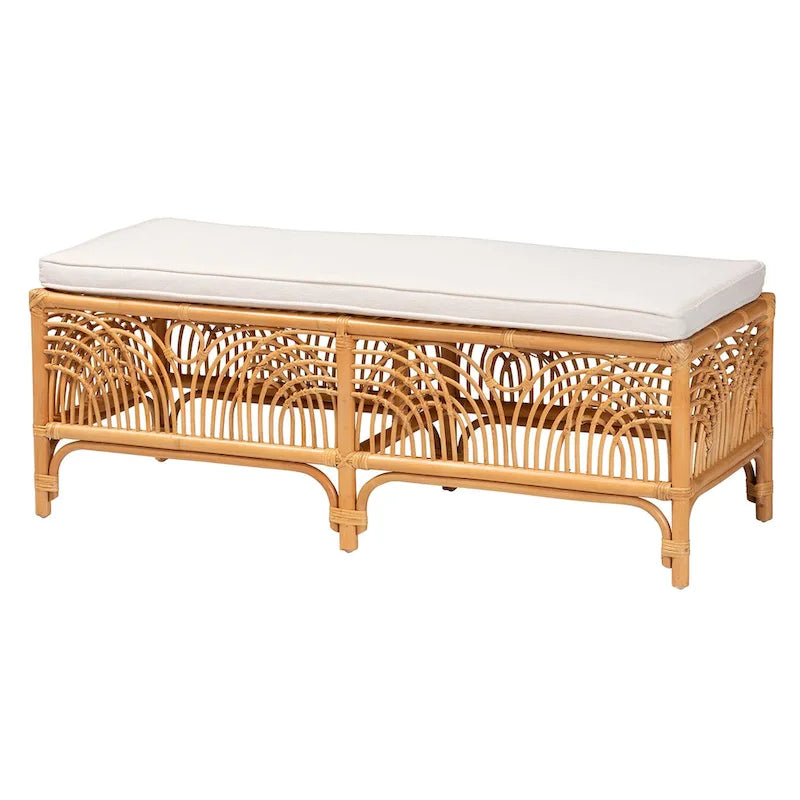 Banc Materra bohème moderne en rotin naturel brun bali & pari