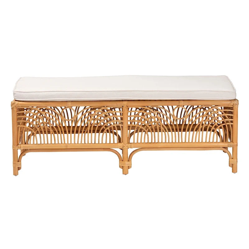 Banc Materra bohème moderne en rotin naturel brun bali & pari