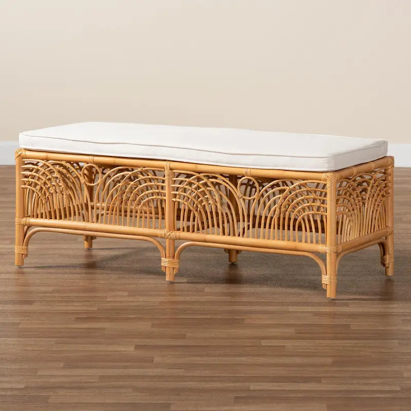 Banc Materra bohème moderne en rotin naturel brun bali & pari