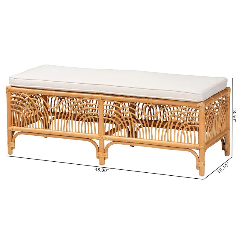 Banc Materra bohème moderne en rotin naturel brun bali & pari