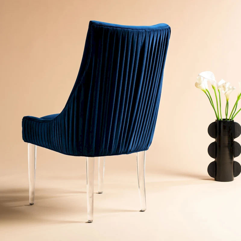 Chaise de salle à manger capitonnée à pieds en acrylique, style moderne, 56 cm (L) x 71 cm (P) x 96,5 cm (H)