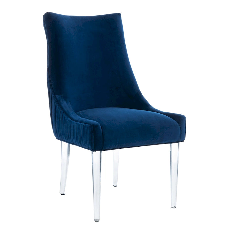 Chaise de salle à manger capitonnée à pieds en acrylique, style moderne, 56 cm (L) x 71 cm (P) x 96,5 cm (H)
