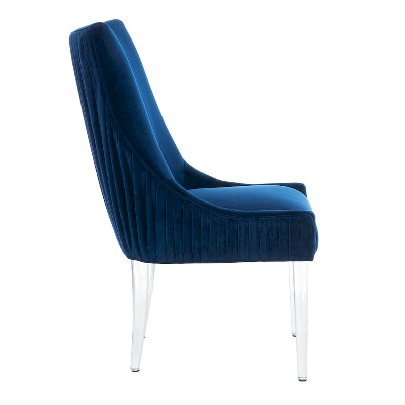 Chaise de salle à manger capitonnée à pieds en acrylique, style moderne, 56 cm (L) x 71 cm (P) x 96,5 cm (H)