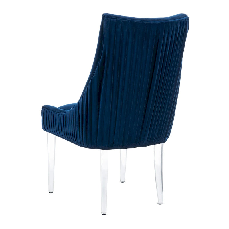 Chaise de salle à manger capitonnée à pieds en acrylique, style moderne, 56 cm (L) x 71 cm (P) x 96,5 cm (H)
