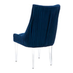 Chaise de salle à manger capitonnée à pieds en acrylique, style moderne, 56 cm (L) x 71 cm (P) x 96,5 cm (H)