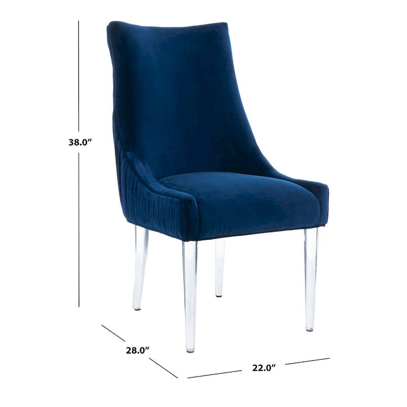 Chaise de salle à manger capitonnée à pieds en acrylique, style moderne, 56 cm (L) x 71 cm (P) x 96,5 cm (H)