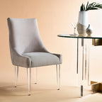 Chaise de salle à manger capitonnée à pieds en acrylique, style moderne, 56 cm (L) x 71 cm (P) x 96,5 cm (H)