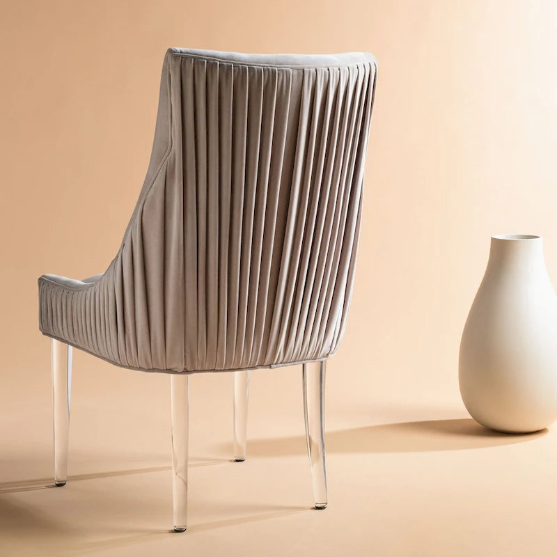 Chaise de salle à manger capitonnée à pieds en acrylique, style moderne, 56 cm (L) x 71 cm (P) x 96,5 cm (H)