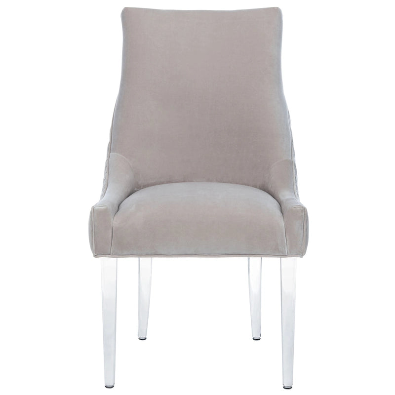 Chaise de salle à manger capitonnée à pieds en acrylique, style moderne, 56 cm (L) x 71 cm (P) x 96,5 cm (H)