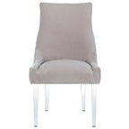 Chaise de salle à manger capitonnée à pieds en acrylique, style moderne, 56 cm (L) x 71 cm (P) x 96,5 cm (H)