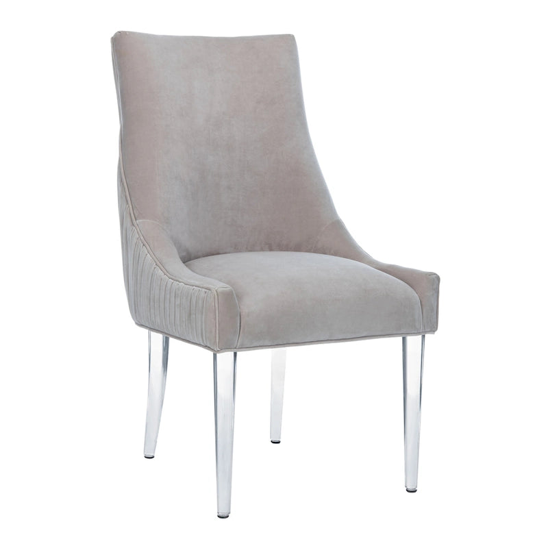Chaise de salle à manger capitonnée à pieds en acrylique, style moderne, 56 cm (L) x 71 cm (P) x 96,5 cm (H)