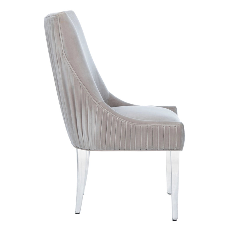 Chaise de salle à manger capitonnée à pieds en acrylique, style moderne, 56 cm (L) x 71 cm (P) x 96,5 cm (H)