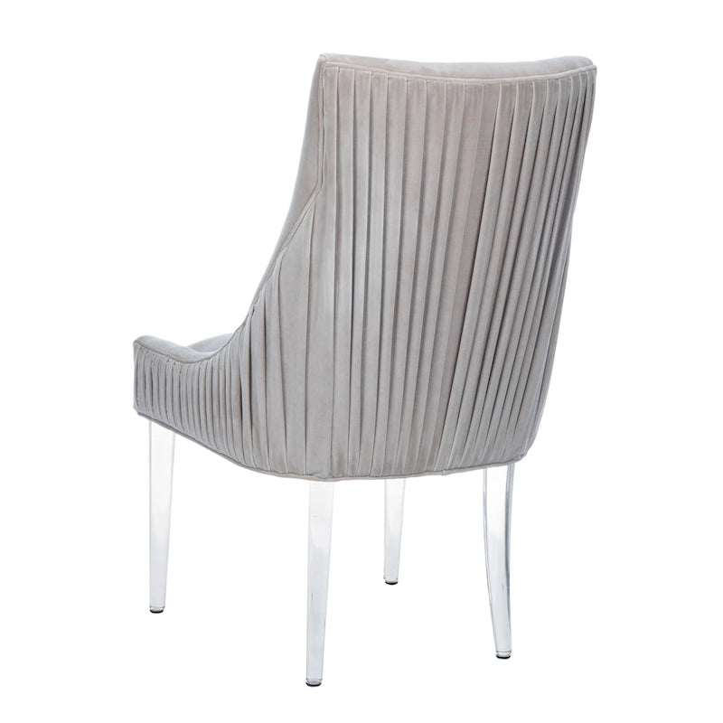 Chaise de salle à manger capitonnée à pieds en acrylique, style moderne, 56 cm (L) x 71 cm (P) x 96,5 cm (H)