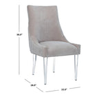 Chaise de salle à manger capitonnée à pieds en acrylique, style moderne, 56 cm (L) x 71 cm (P) x 96,5 cm (H)