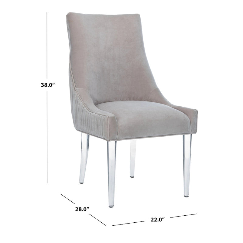 Chaise de salle à manger capitonnée à pieds en acrylique, style moderne, 56 cm (L) x 71 cm (P) x 96,5 cm (H)
