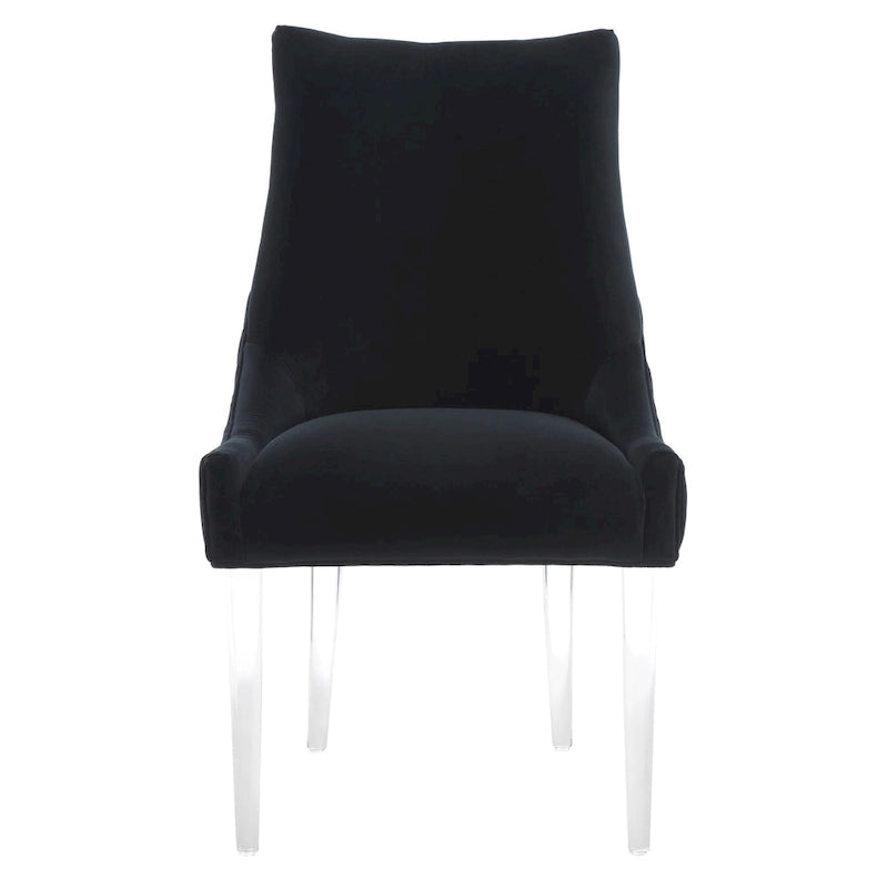 Chaise de salle à manger capitonnée à pieds en acrylique, style moderne, 56 cm (L) x 71 cm (P) x 96,5 cm (H)