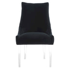 Chaise de salle à manger capitonnée à pieds en acrylique, style moderne, 56 cm (L) x 71 cm (P) x 96,5 cm (H)