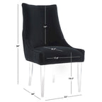 Chaise de salle à manger capitonnée à pieds en acrylique, style moderne, 56 cm (L) x 71 cm (P) x 96,5 cm (H)