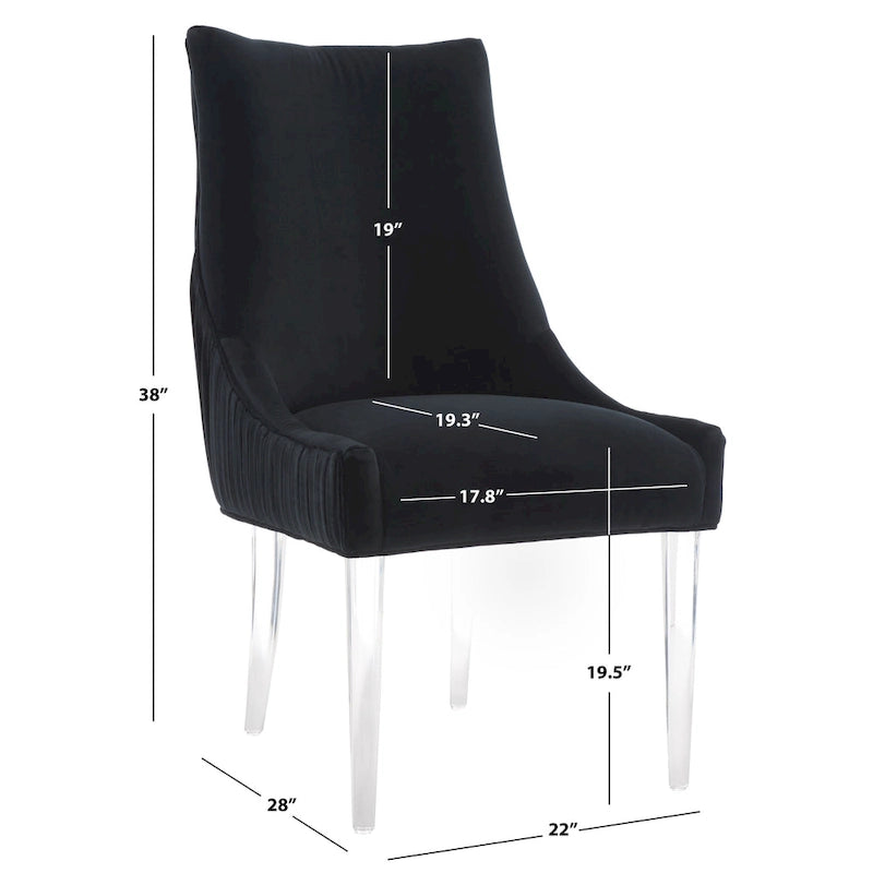 Chaise de salle à manger capitonnée à pieds en acrylique, style moderne, 56 cm (L) x 71 cm (P) x 96,5 cm (H)