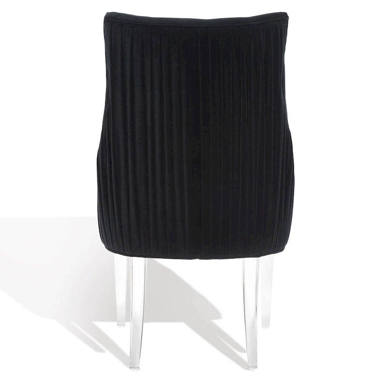 Chaise de salle à manger capitonnée à pieds en acrylique, style moderne, 56 cm (L) x 71 cm (P) x 96,5 cm (H)