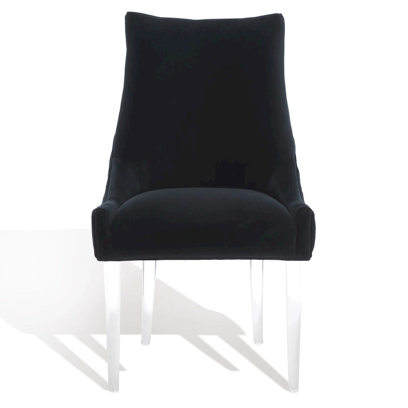 Chaise de salle à manger capitonnée à pieds en acrylique, style moderne, 56 cm (L) x 71 cm (P) x 96,5 cm (H)