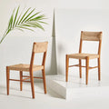Lot de 2 chaises de salle à manger en rotin, tissées naturelles, 40,6 cm L x 53,3 cm P x 86,4 cm H