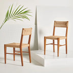 Lot de 2 chaises de salle à manger en rotin, tissées naturelles, 40,6 cm L x 53,3 cm P x 86,4 cm H