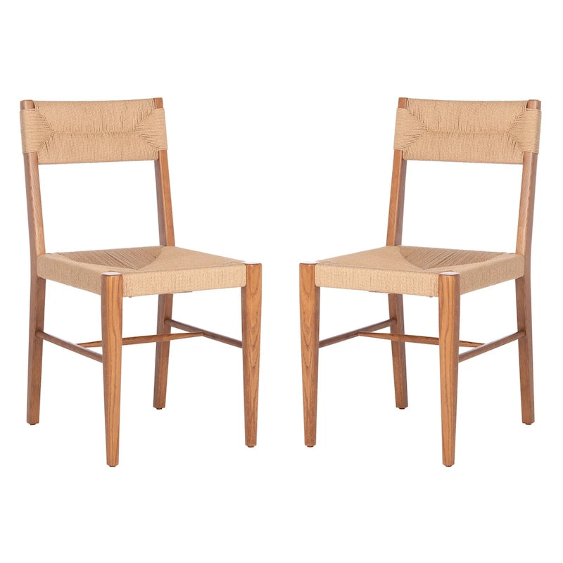 Lot de 2 chaises de salle à manger en rotin, tissées naturelles, 40,6 cm L x 53,3 cm P x 86,4 cm H