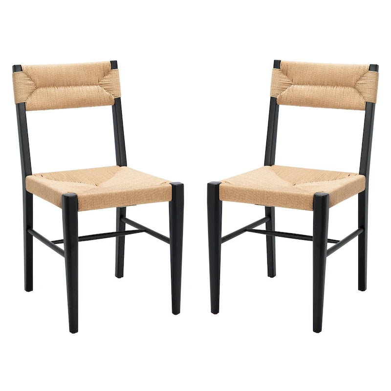 Lot de 2 chaises de salle à manger en rotin, tissées naturelles, 40,6 cm L x 53,3 cm P x 86,4 cm H