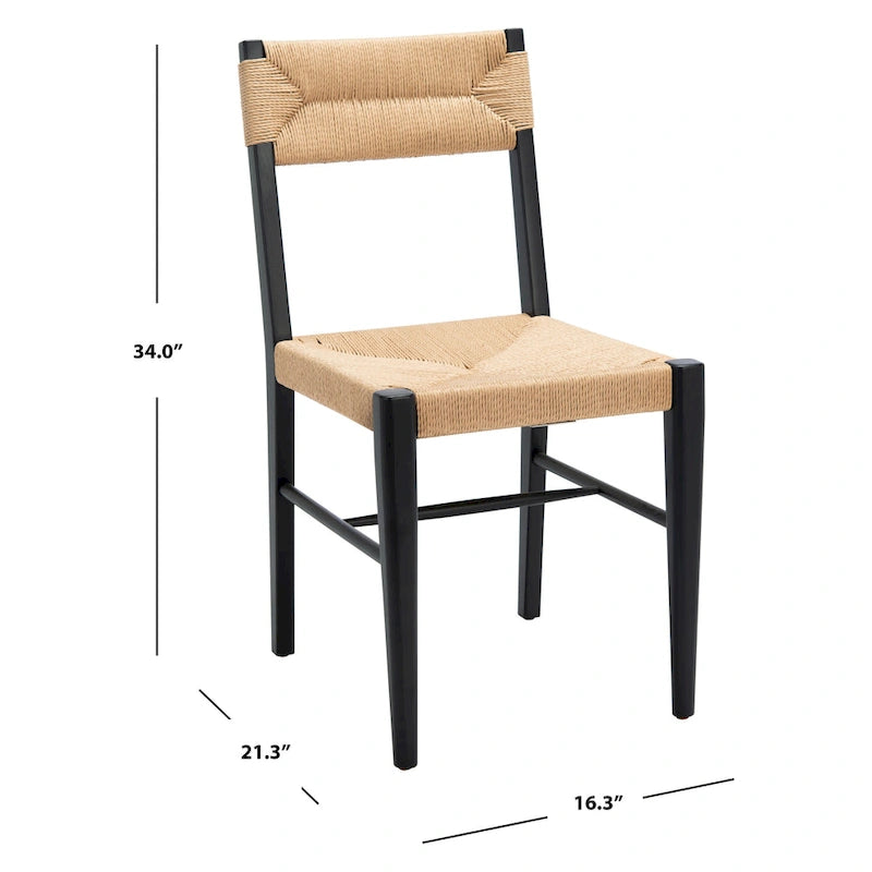 Lot de 2 chaises de salle à manger en rotin, tissées naturelles, 40,6 cm L x 53,3 cm P x 86,4 cm H