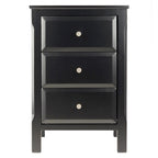 Table de chevet en bois noir avec 3 tiroirs de rangement spacieux - 15,75L x 15,75l x 23,63H
