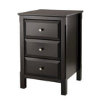 Table de chevet en bois noir avec 3 tiroirs de rangement spacieux - 15,75L x 15,75l x 23,63H
