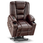 Petit fauteuil inclinable releveur électrique avec massage et chauffage, en similicuir, adapté aux personnes âgées