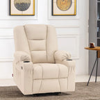 Petit fauteuil inclinable releveur électrique avec massage et chauffage, en similicuir, adapté aux personnes âgées