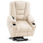 Petit fauteuil inclinable releveur électrique avec massage et chauffage, en similicuir, adapté aux personnes âgées
