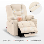 Petit fauteuil inclinable releveur électrique avec massage et chauffage, en similicuir, adapté aux personnes âgées