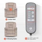 Petit fauteuil inclinable releveur électrique avec massage et chauffage, en similicuir, adapté aux personnes âgées