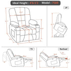 Petit fauteuil inclinable releveur électrique avec massage et chauffage, en similicuir, adapté aux personnes âgées