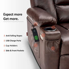 Petit fauteuil inclinable releveur électrique avec massage et chauffage, en similicuir, adapté aux personnes âgées