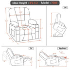 Petit fauteuil inclinable releveur électrique avec massage et chauffage, en similicuir, adapté aux personnes âgées