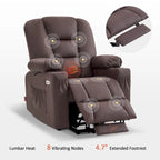 Petit fauteuil inclinable releveur électrique avec massage et chauffage, en similicuir, adapté aux personnes âgées