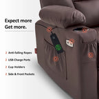 Petit fauteuil inclinable releveur électrique avec massage et chauffage, en similicuir, adapté aux personnes âgées