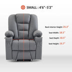 Petit fauteuil inclinable releveur électrique avec massage et chauffage, en similicuir, adapté aux personnes âgées