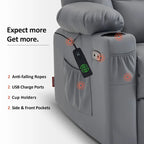 Petit fauteuil inclinable releveur électrique avec massage et chauffage, en similicuir, adapté aux personnes âgées