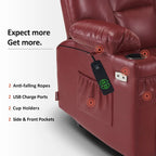 Petit fauteuil inclinable releveur électrique avec massage et chauffage, en similicuir, adapté aux personnes âgées