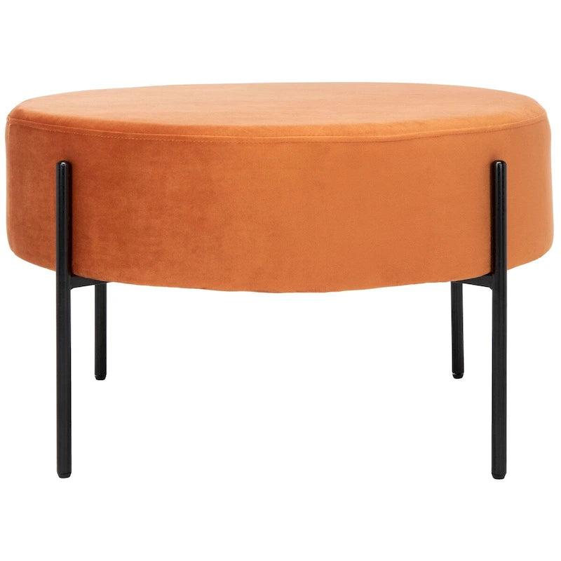 Pouf de cocktail rond en velours, dessus capitonné, accent de salon moderne