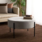 Pouf de cocktail rond en velours, dessus capitonné, accent de salon moderne