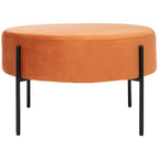 Pouf de cocktail rond en velours, dessus capitonné, accent de salon moderne